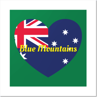 Blue Mountains NSW Australia Australian Flag Heart Posters and Art